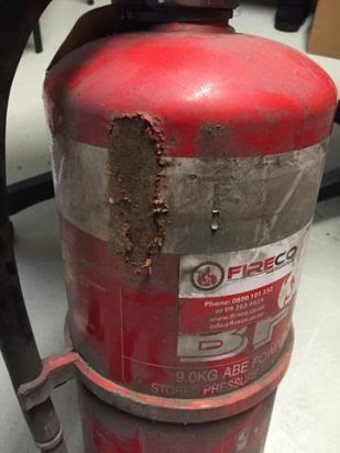 dirty fire extinguisher